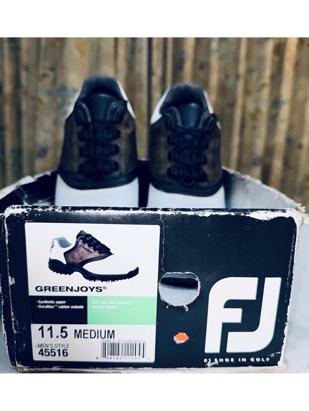 FootJoy GreenJoys Golf Shoes Men’s 11.5 M White Brown Spiked Cleats 45516